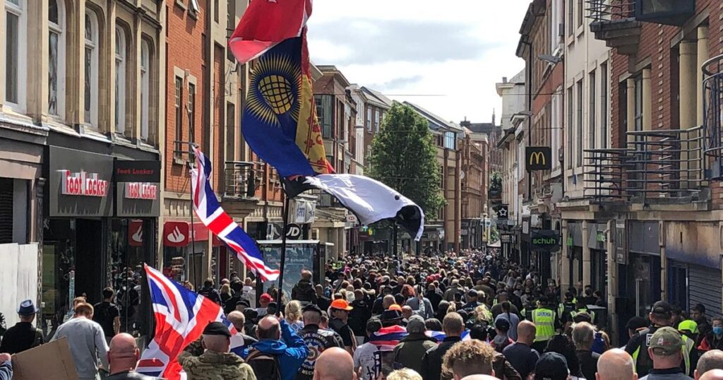 Pro Veterans and Children's Rights Protest March Through Nottingham