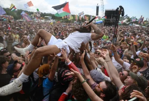 Bob Vylan lead anti semitic chants Glastonbury 2025.