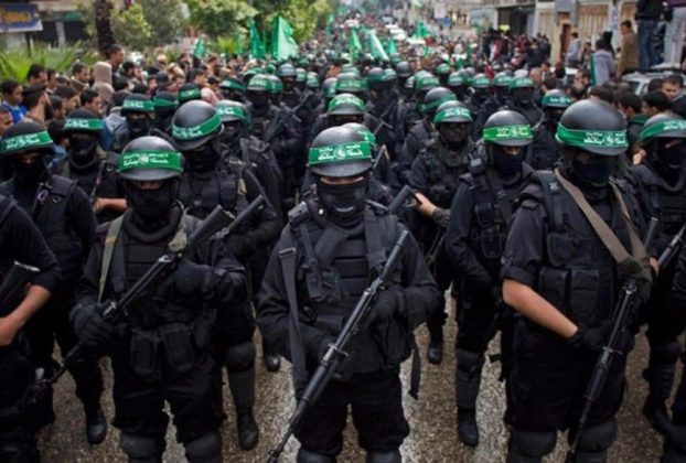 Pictured: The Hamas terrorist military wing. Starrmer and Labour want to recognise Palestine as a state.