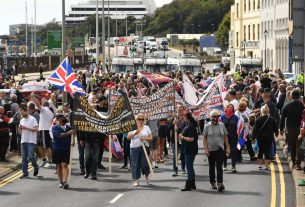 Anti illegal migration protest protest in Dover Kent.