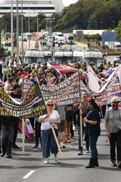 Anti illegal migration protest protest in Dover Kent.