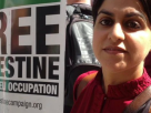 Shabana Mahmood with free Palestine sign at a protest in 2014.